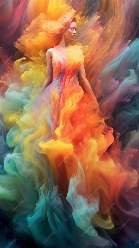 Premium Ai Image Smoke Swirls Wallpaper Rainbow Smoke Women Model