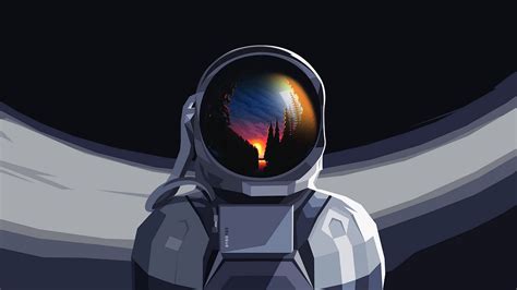 Download Wallpaper 1920x1080 Astronaut Spacesuit Reflection Sunset