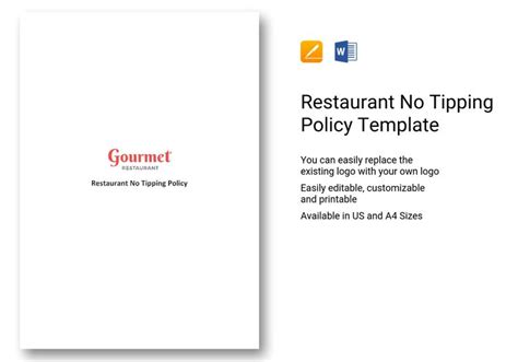 Restaurant No Tipping Policy Template In Word Apple Pages