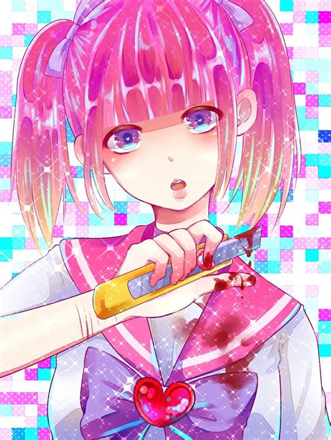 I Love To Hurt Myself Colorful Kawaii Anime Girl Blo
