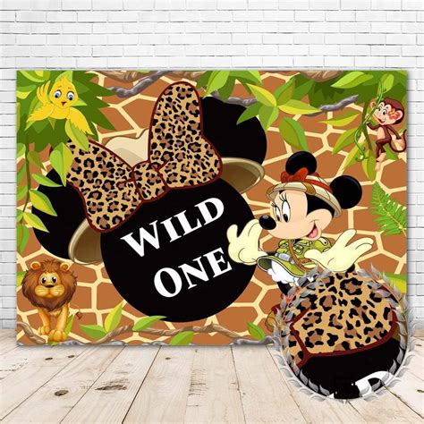 Buy Minnie Mouse Jungel Safari Baby Shower Backdrop X Wild One Happy