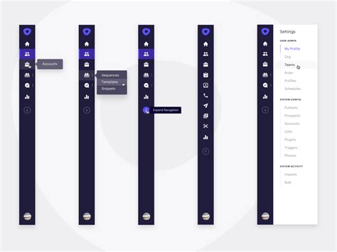 Slim Navigation Bar Sidebar Bar Hover App Web Workflow Ux Icons Ui