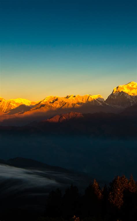 Download Wallpaper 950x1534 Mountain Golden Peaks Himalaya Mountains