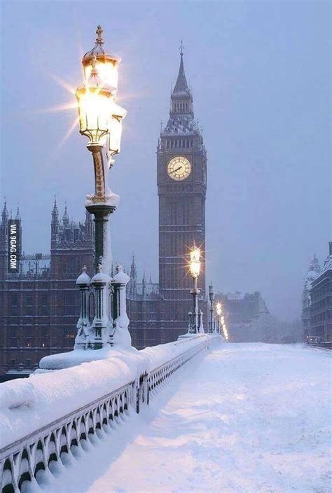 Snowy London At Night 9gag