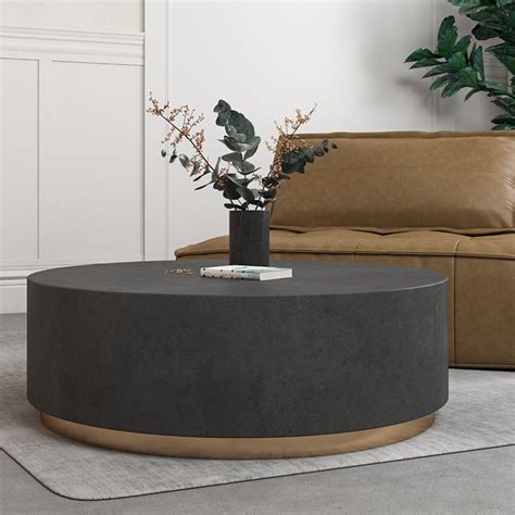 Industrial Coffee Table Round Cement Coffee Table In Light Gray Drum