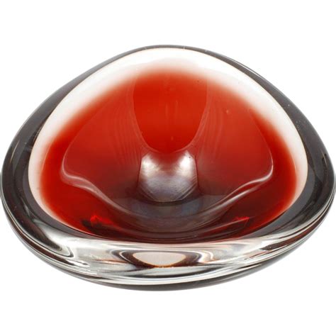 Orrefors Sven Palmqvist Ruby Glass Bowl Signed Vintage Swedish Art Glass Cased Glass Art