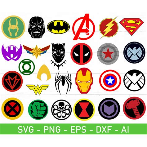 the avengers logos are all different colors and sizes