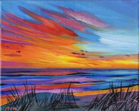 Ocean Sunset Painting Original Beach Sunrise Painting Etsy