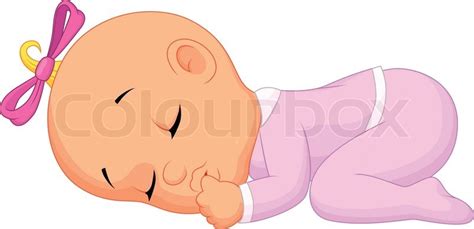 Vector Illustration Of Baby Girl Cartoon Sleeping Stock Vector