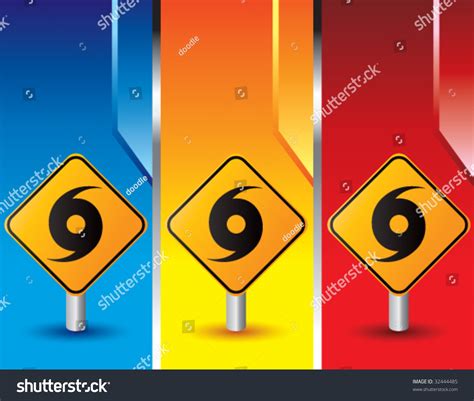 Hurricane Warning Signs On Colored Banners Stock Vector 32444485 Shutterstock