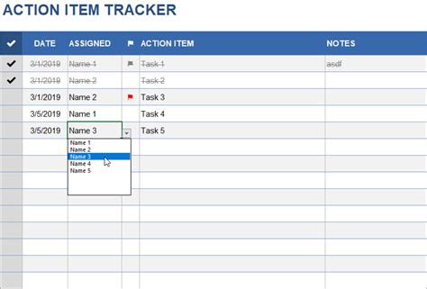 Action Tracker Template Excel Free