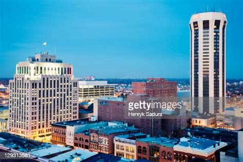Usa Illinois Springfield Skyline At Evening High Res Stock Photo
