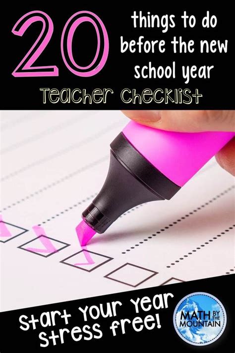 20 Things To Do Before The New School Year Bts Checklist Teacher