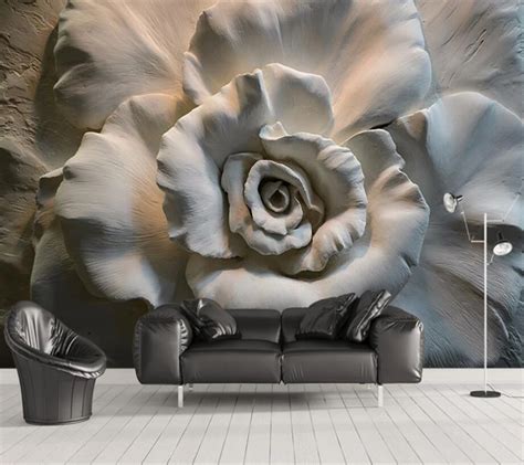 Beibehang Custom Wallpaper 3d Stereo Relief Roses Tv Wall Background