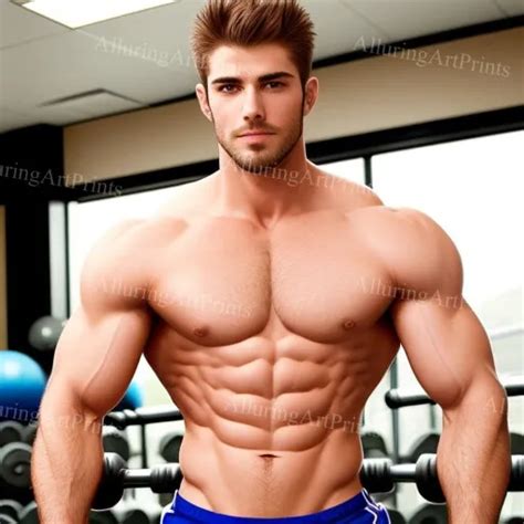 Male Model Print Muscular Handsome Beefcake Shirtless Pumped Chest Hot