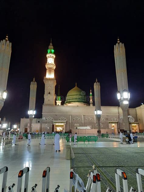 Beautiful Night View Of Prophet S Mosque In Medina Saudi Arabia