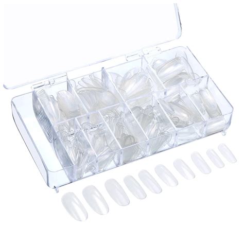 500 pieces oval fake nail tips full cover false nails 10 sizes with clear box for nail salons