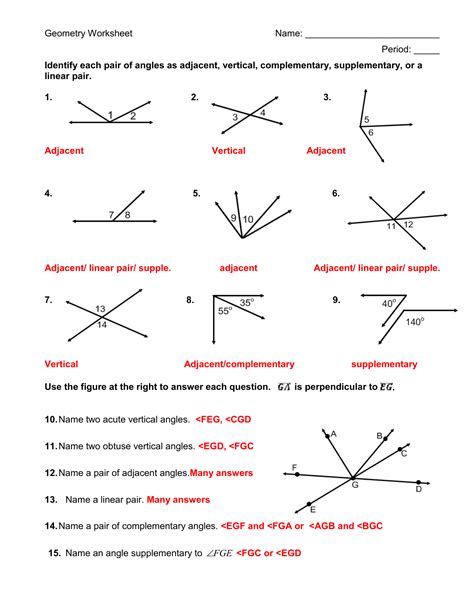 Angles 7th Grade Worksheet