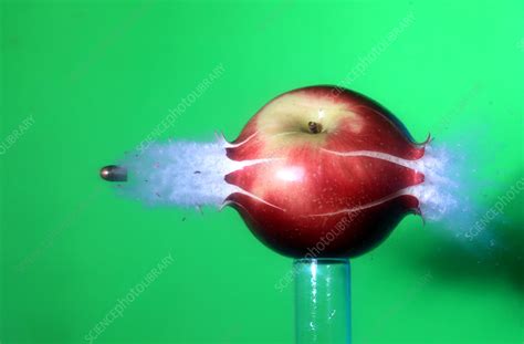 Bullet Hitting An Apple Stock Image C0221998 Science Photo Library