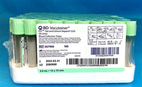 BD Becton Dickinson Venous Blood Collection Plasma Tube Vacutainer PST Used