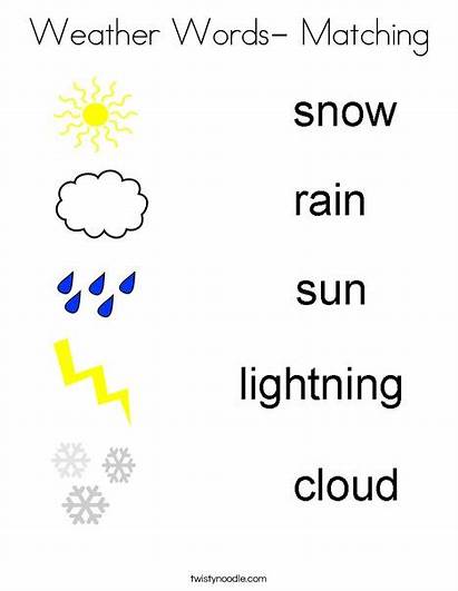 Weather Coloring Matching Words Thermometer Worksheets Preschool