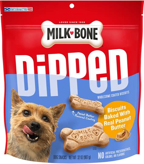 Milk Bone Dipped Real Peanut Butter Crunchy Dog Treats 32 Oz Bag