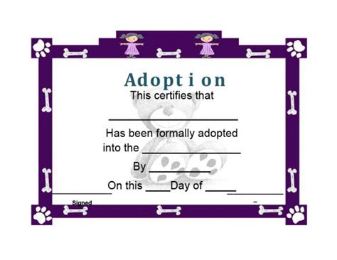 40 Real And Fake Adoption Certificate Templates Printable Templates