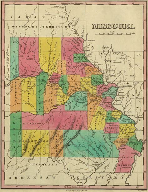Missouri State 1831 Historic Map By A Finley Reprint