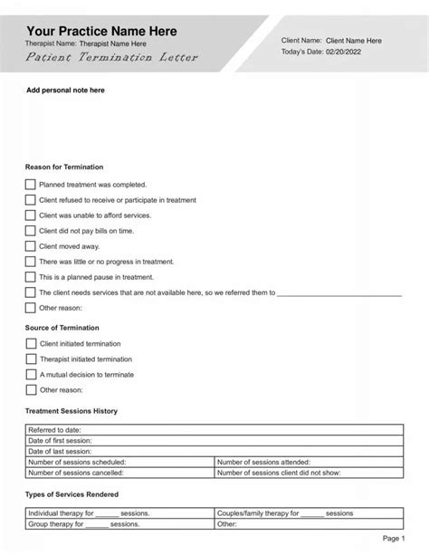 Patient Termination Letter Pdf Template For Therapy