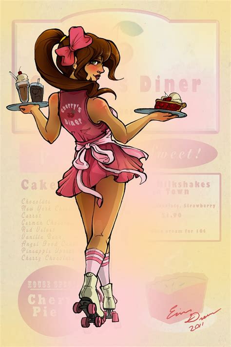 Cherrys Diner By Erin Greener Pin Up And Cartoon Girls Art Vintage