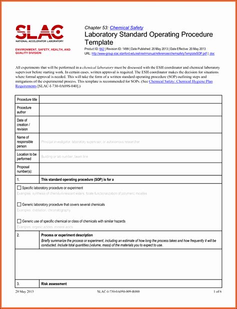 Free Standard Operating Procedure Template Excel Printable Templates
