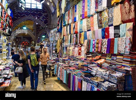 Shops Inside Grand Bazaar In Istanbul Turkey One Of The Largest And