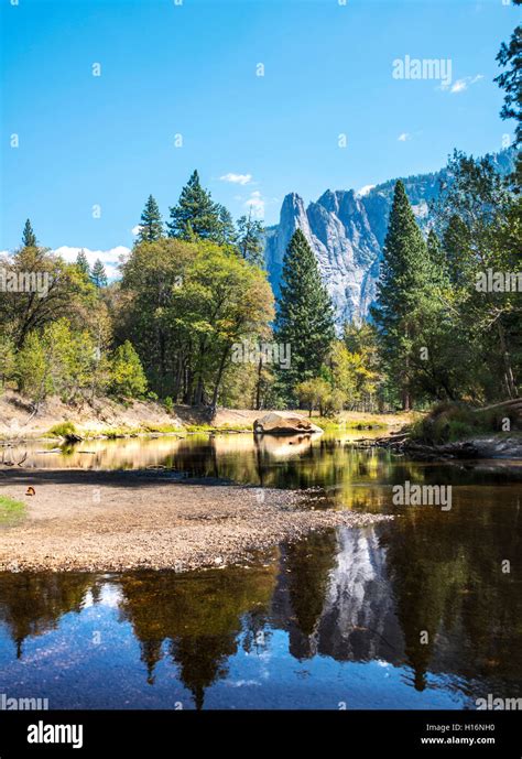 Mountains Reflected In Water Merced River Yosemite Valley Yosemite