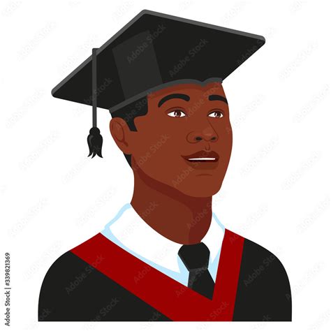 African American College Student University Graduate In Graduation Cap