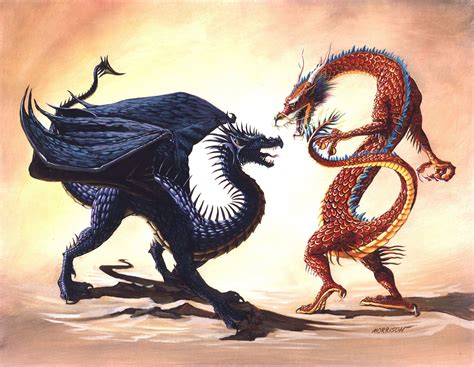 3840x2160 Resolution Oriental And Western Dragon Illustration Dragon