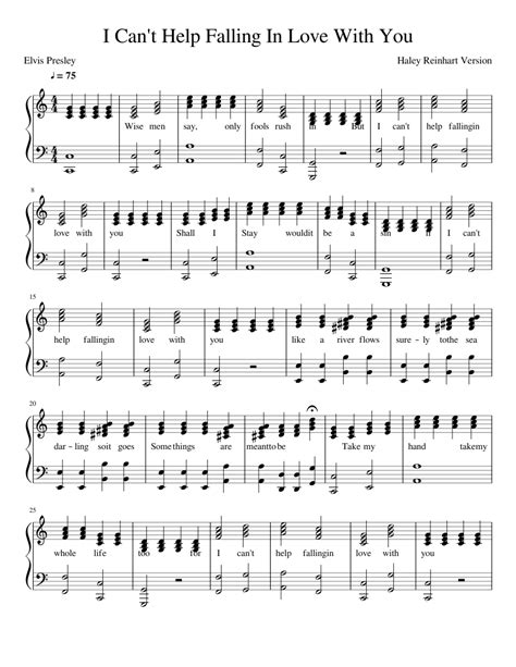 verse 1 wise men say only fools rush in but i can't help falling in love with you shall i stay? I Can't Help Falling In Love With You sheet music for ...