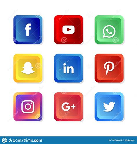 Social Media Icons Set Of Most Popular Social Media Logos Editorial