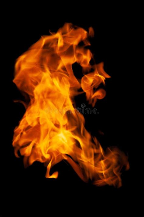 Fire And Burning Flame Isolated On Dark Background For Graphic Design