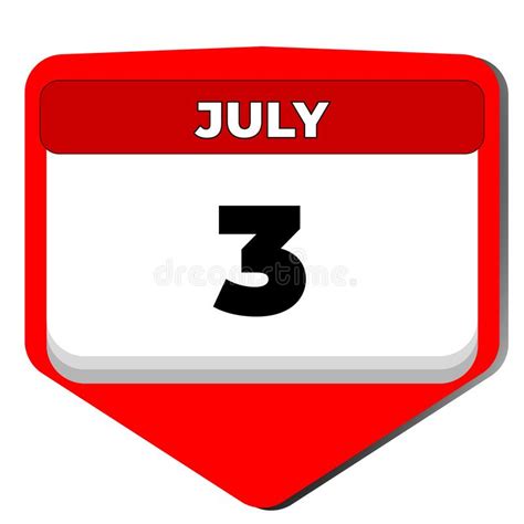3 July Vector Icon Calendar Day 3 Date Of July Third Day Of July 3rd