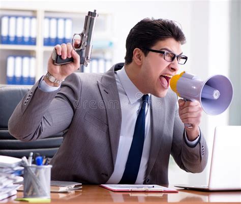 Angry Aggressive Businessman In The Office Stock Photo Image Of