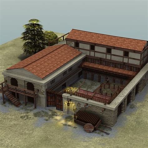 3d Model Roman Villa Vr Ar Low Poly Cgtrader