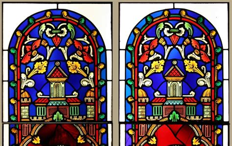 Antiques Atlas Pair Church Stained Glass Windows As779a081 Rel384