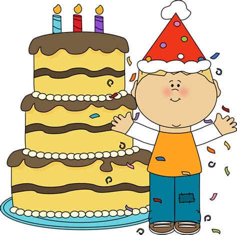 Boy With Birthday Cake And Confetti Clip Art Boy With Birthday Cake