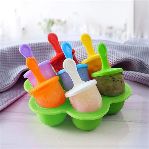 Mini Silicone Popsicle Mold 7 Cavity Diy Ice Pop Mold With Colorful