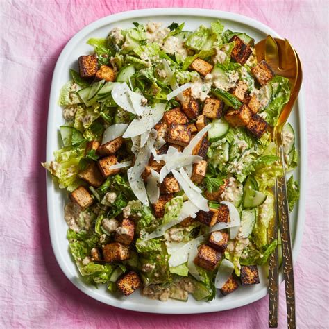 Caesar Salad With Cashew Dressing And Tofu Croutons Recipe Eatingwell