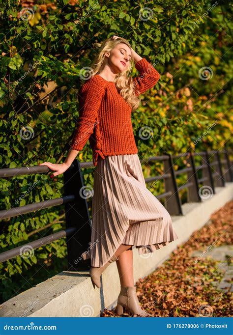 Autumn Day Autumn Woman Outdoor Sunny Day With Fallen Leaves Fall