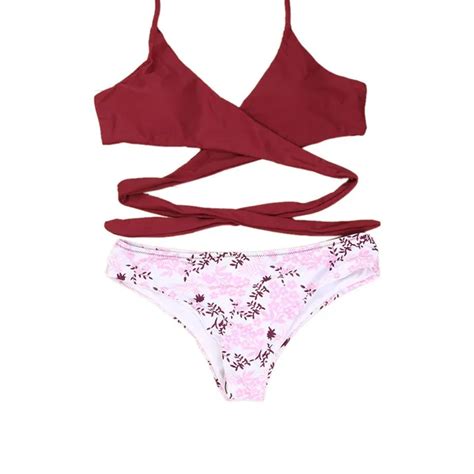Snowshine3 Ylsw Woman Bikini Upper Body Wine Red Pink Underwear