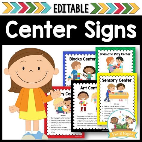 Editable Classroom Center Signs