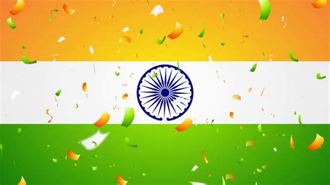 Bright Confetti On Indian Flag Republic Day 26 January Motion