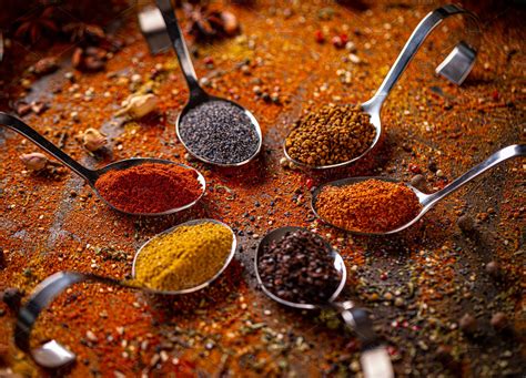 Spoons With Different Spices Featuring Powder Spice And Seasoning
